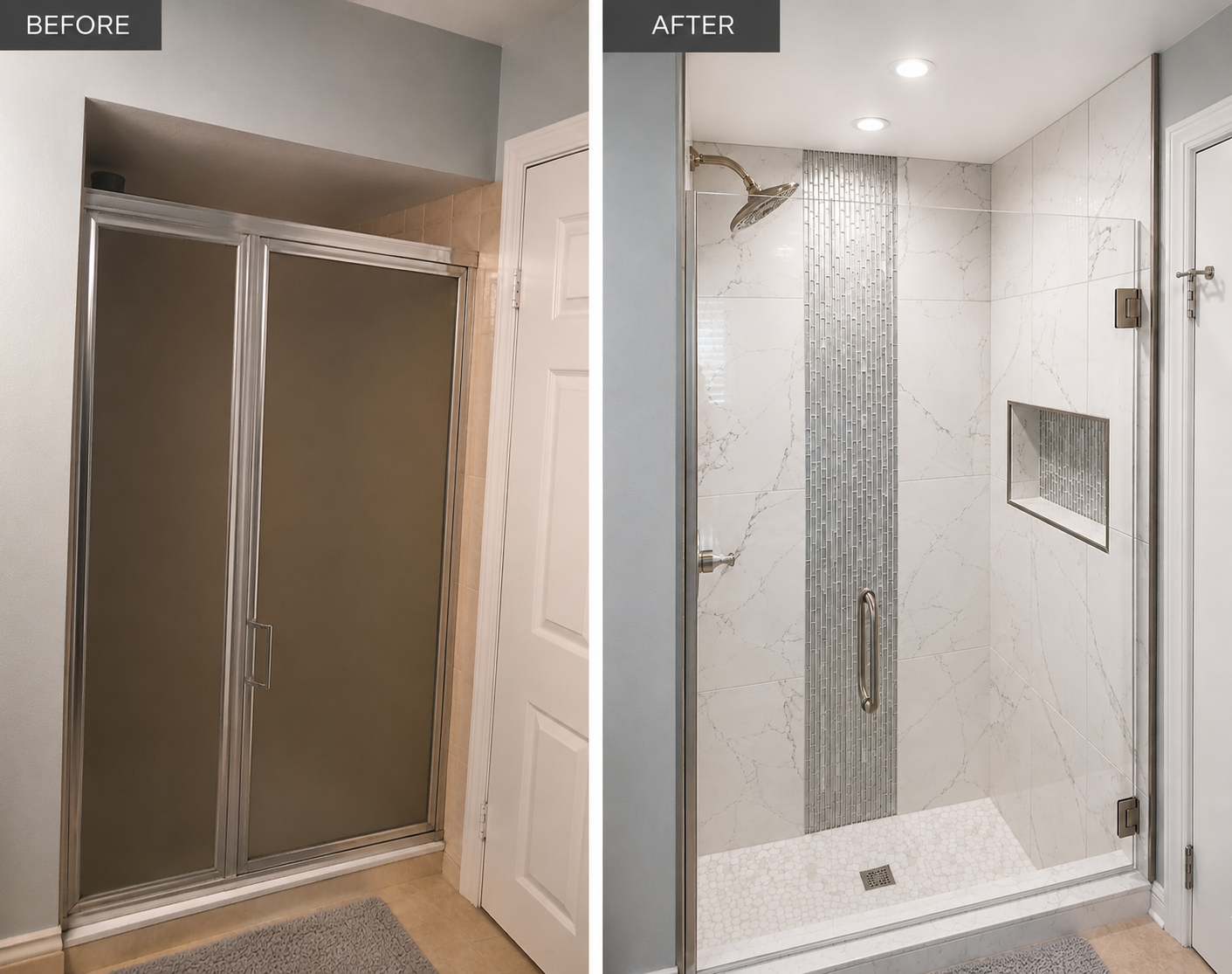 Shower remodel — before & after
