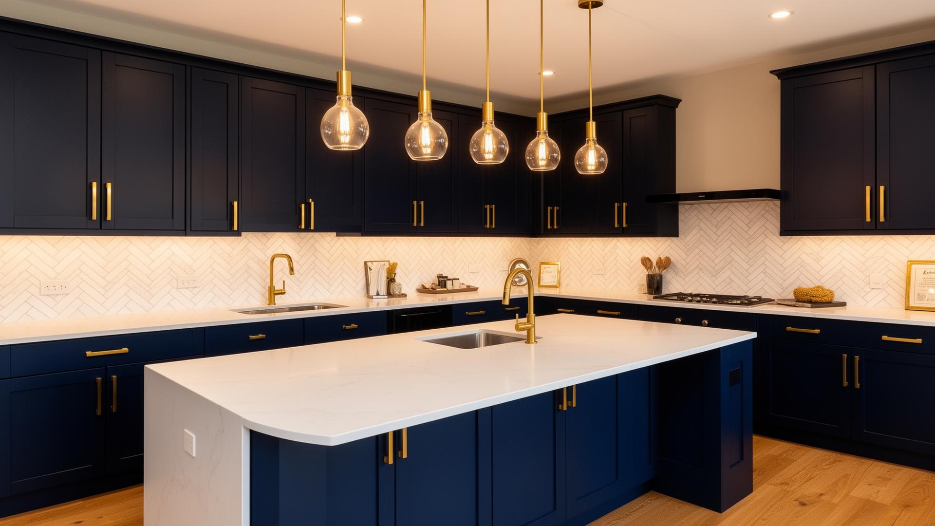 Modern kitchen remodel with custom cabinets and countertops